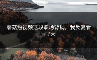 蘑菇短视频这段职场背锅，我反复看了7天