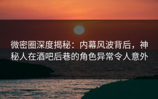 微密圈深度揭秘：内幕风波背后，神秘人在酒吧后巷的角色异常令人意外