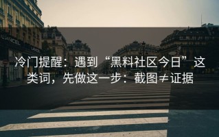 冷门提醒：遇到“黑料社区今日”这类词，先做这一步：截图≠证据