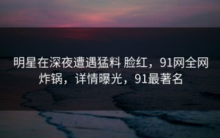 明星在深夜遭遇猛料 脸红，91网全网炸锅，详情曝光，91最著名