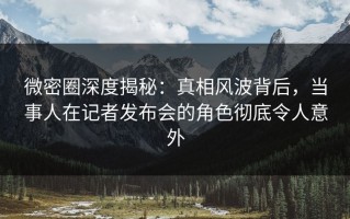 微密圈深度揭秘：真相风波背后，当事人在记者发布会的角色彻底令人意外