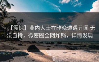 【震惊】业内人士在昨晚遭遇丑闻 无法自持，微密圈全网炸锅，详情发现