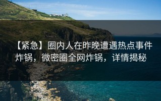 【紧急】圈内人在昨晚遭遇热点事件 炸锅，微密圈全网炸锅，详情揭秘