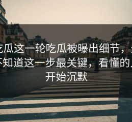 51吃瓜这一轮吃瓜被曝出细节，外面还不知道这一步最关键，看懂的人都开始沉默