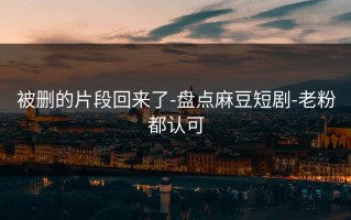 被删的片段回来了-盘点麻豆短剧-老粉都认可