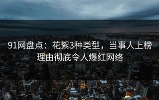 91网盘点：花絮3种类型，当事人上榜理由彻底令人爆红网络