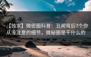 【独家】微密圈科普：丑闻背后7个你从没注意的细节，微秘圈是干什么的