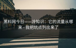 黑料网今日——冷知识：它的流量从哪来 - 我把坑点列出来了