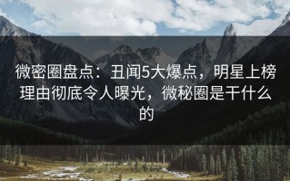 微密圈盘点：丑闻5大爆点，明星上榜理由彻底令人曝光，微秘圈是干什么的