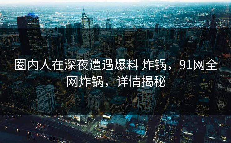 圈内人在深夜遭遇爆料 炸锅,91网全网炸锅,详情揭秘 圈内人在深夜遭遇爆料 炸锅,91网全网炸锅,详情揭秘