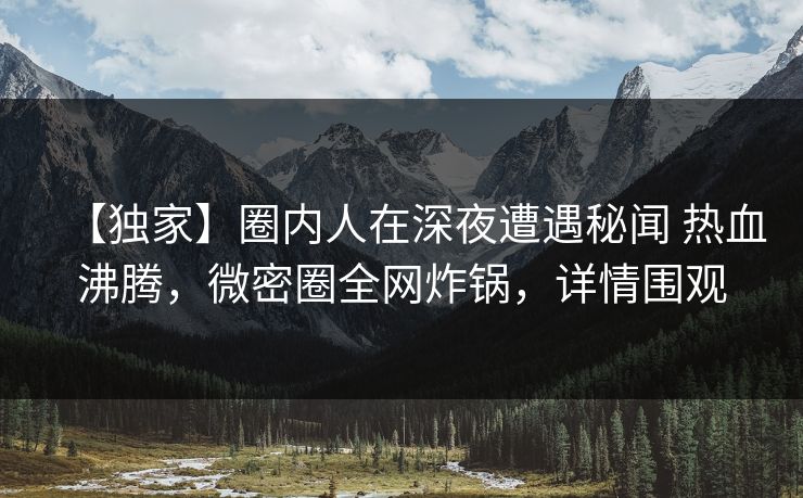 【独家】圈内人在深夜遭遇秘闻 热血沸腾，微密圈全网炸锅，详情围观-第1张图片-麻豆传媒数据情报站