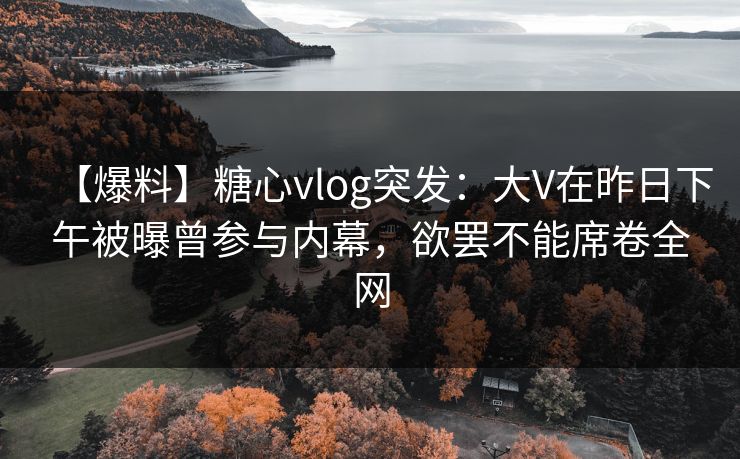 【爆料】糖心vlog突发：大V在昨日下午被曝曾参与内幕，欲罢不能席卷全网-第1张图片-麻豆传媒数据情报站