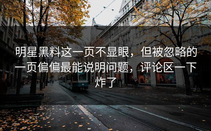 明星黑料这一页不显眼，但被忽略的一页偏偏最能说明问题，评论区一下炸了-第1张图片-麻豆传媒数据情报站