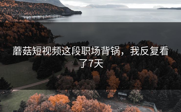 蘑菇短视频这段职场背锅，我反复看了7天